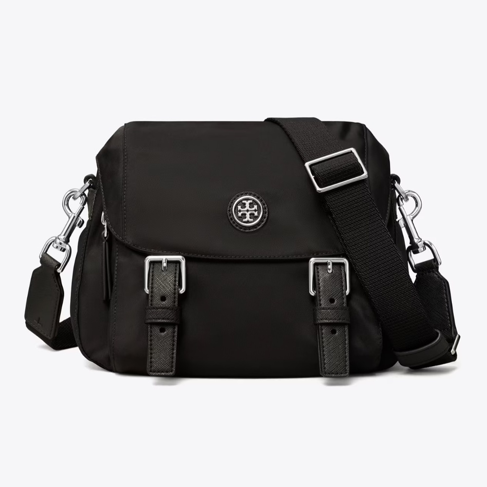 Tory Burch Nylon Small Messenger Crossbody Bag Black